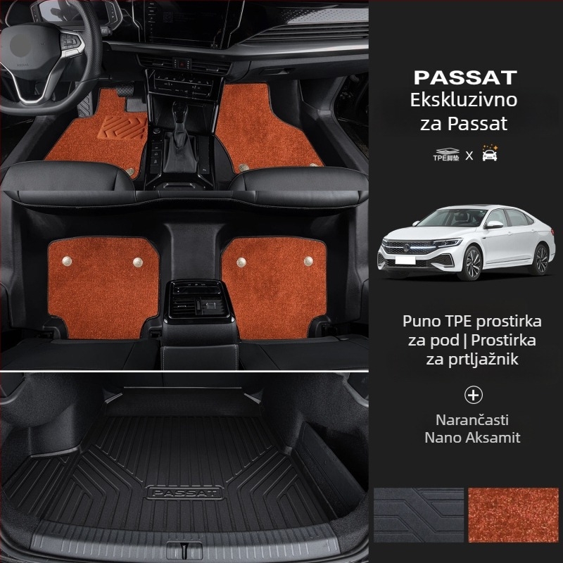 Passat 2025 set prostirki za pod s pragom, prilagođeno za pet sjedala, otisak logotipa, šifra proizvoda 6823H886815Z14