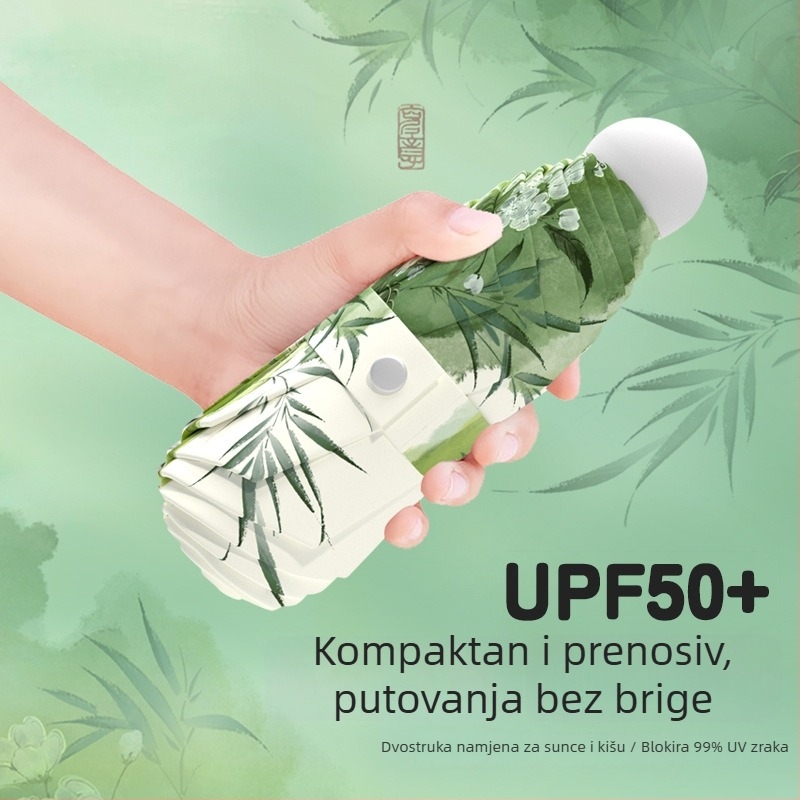Sklopivi sunčani kišobran, automatsko otvaranje i zatvaranje, 8 čeličnih rebara, tkanina 210T poliester, UPF preko 50