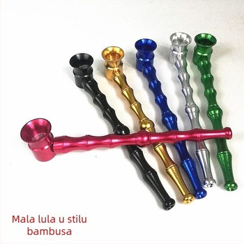 Metalna lula za pušenje od aluminija – prijenosni dizajn s bambus spojem, Curiosity hardware marka, porijeklo: Wenzhou, Zhejiang