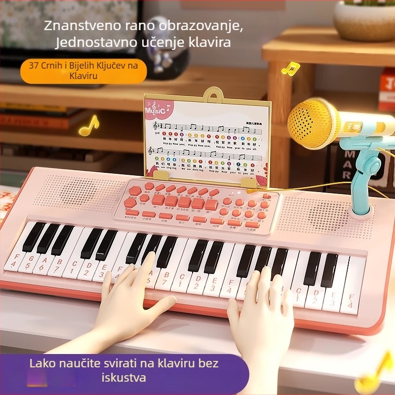 Elektronički organ za djecu s ugrađenim mikrofonom – svestrana obrazovna igračka od plastike, za uzrast 4–6 godina, potiče emocionalni razvoj, vid i intelekt te koordinaciju ruku