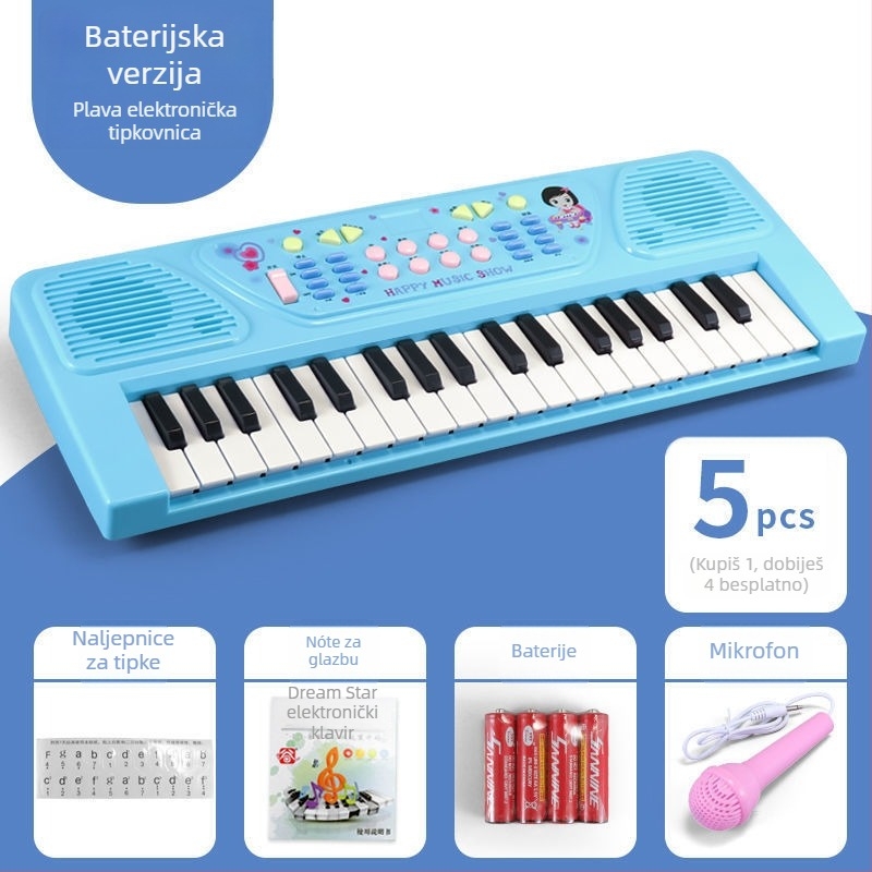 Elektronički organ za djecu s ugrađenim mikrofonom – svestrana obrazovna igračka od plastike, za uzrast 4–6 godina, potiče emocionalni razvoj, vid i intelekt te koordinaciju ruku