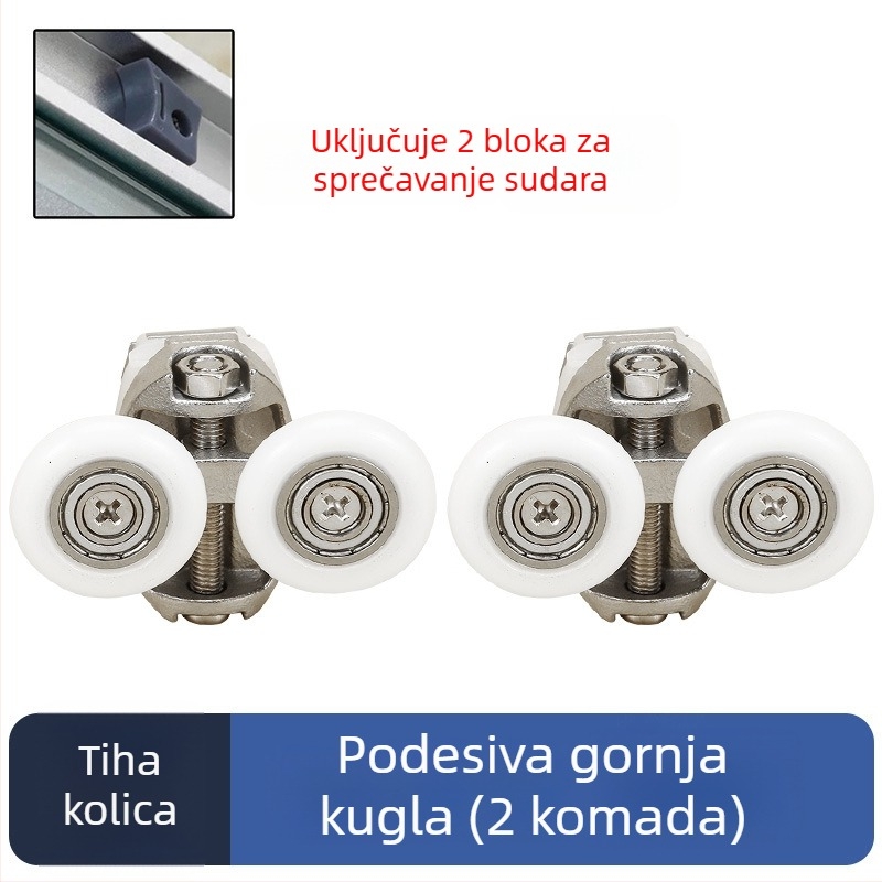 Set hardvera za klizna vrata tuš kabine — lukasta tračnica, 304 nehrđajući čelik, precizno lijevanje, moderni stil jednostavnosti