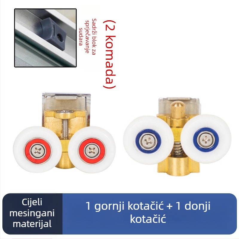 Set hardvera za klizna vrata tuš kabine — lukasta tračnica, 304 nehrđajući čelik, precizno lijevanje, moderni stil jednostavnosti