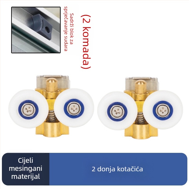 Set hardvera za klizna vrata tuš kabine — lukasta tračnica, 304 nehrđajući čelik, precizno lijevanje, moderni stil jednostavnosti