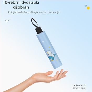 Veliki kišobran s deset rebara za sunce i kišu, cartoon dizajn, UV zaštita