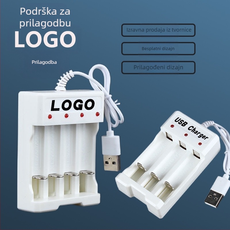 1.2V Ni-MH AA/AAA USB punjač – višenamjenski punjač s više utora, ulaz USB 5V, izlaz 0.25A po utičnici, 1.2V
