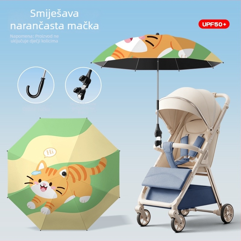 Sunčanik za kolicu za sunce i kišu, sklopivi, ultralagan, s 8 rebara, ručno otvaranje zatvaranje