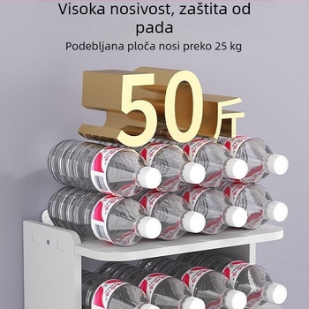 Drvena zidna polica za usmjerivač i TV kutiju, bez bušenja, 6 slojeva