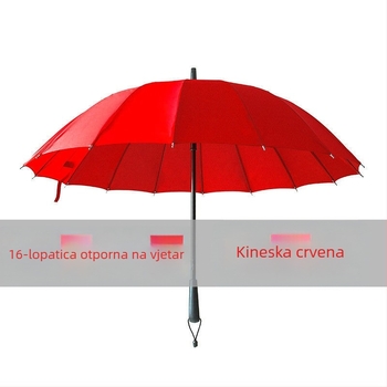 Nevjesta kišobran s dugačkim držalom, 16 željeznih rebara, željezna drška, poluautomatno otvaranje i zatvaranje