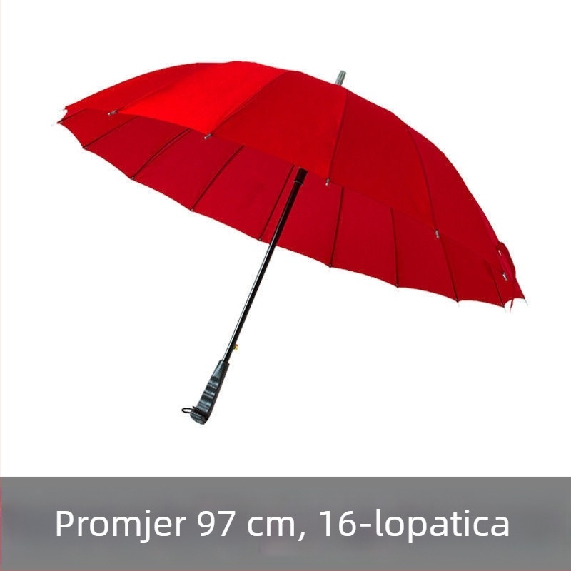 Nevjesta kišobran s dugačkim držalom, 16 željeznih rebara, željezna drška, poluautomatno otvaranje i zatvaranje