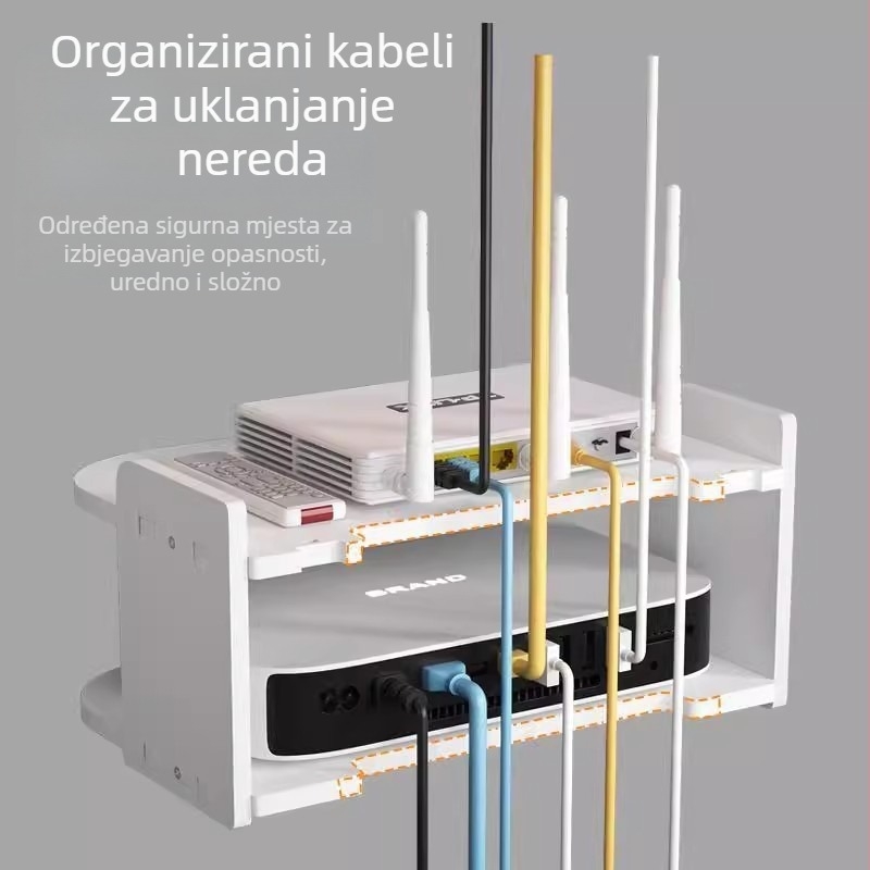 Zidni stalak za usmjerivač i WiFi skladište, dvostruka zidna polica za set-top box