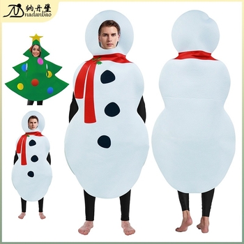 Unisex scenski kostim od poliestera s digitalnim otiskom božićnog drveta i snježnog čovjeka, jesen 2025, za uzrast 18–24.