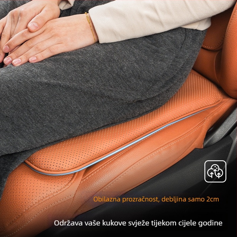 Auto sjedalo jastuk od Nappa kože, protivklizni, ravni stil, memorijske pjene visoke elastičnosti, prozračan, ljetna upotreba