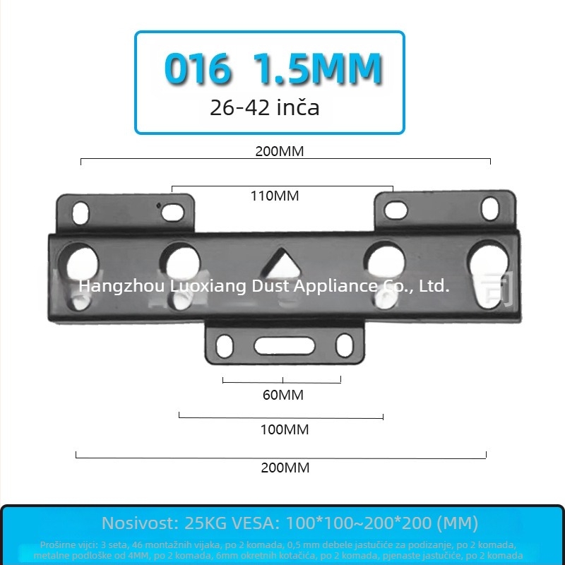 Univerzalni zidni nosač za televizor – Model 019, od željeza, nosivost 15 kg i više, uključeni vijci