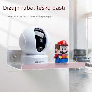 Akrilni zidni polic za kameru s pomičnim držačem, moderni minimalistički stil