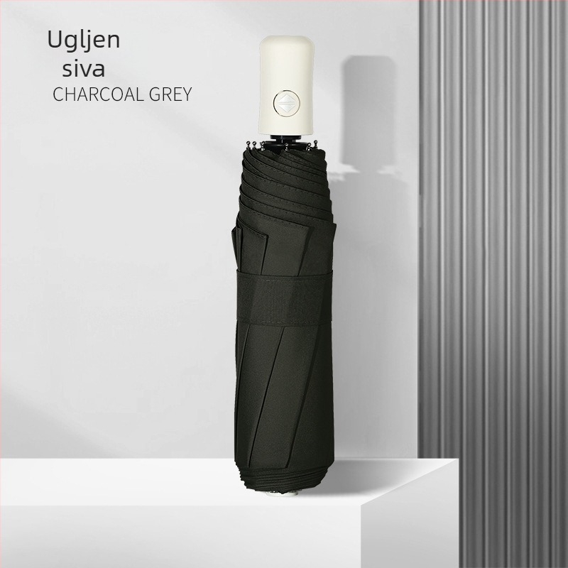 Unisex automatski sklopivi kišobran s 8 rebara, 190T tkanina, vlaknaste rebne, gumena ručka