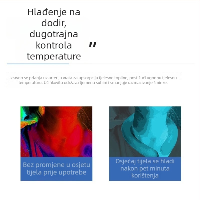 Chladić za vrat s PCM materijalom, punjenje led kristalima, 137 g, prevencija topline i hlađenje, mogućnost prilagodbe