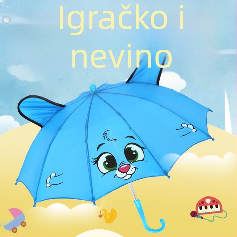 Dječji karikaturalni mini kišobran za plesne rekvizite – 8 čeličnih rebara, ručno otvaranje, plastična drška, platno od poliester vlakna 170T