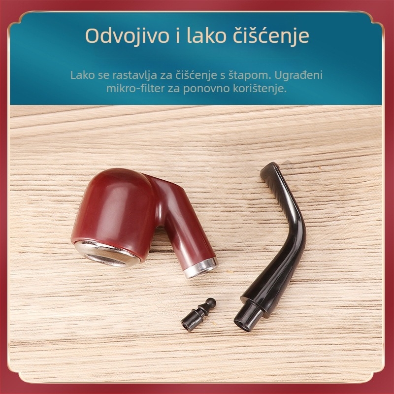 FOGSON Pipa od smole, Prijenosna, Dvostruka Namjena, Klasičan Zakrivljen Dizajn, Odvojiva i Periva