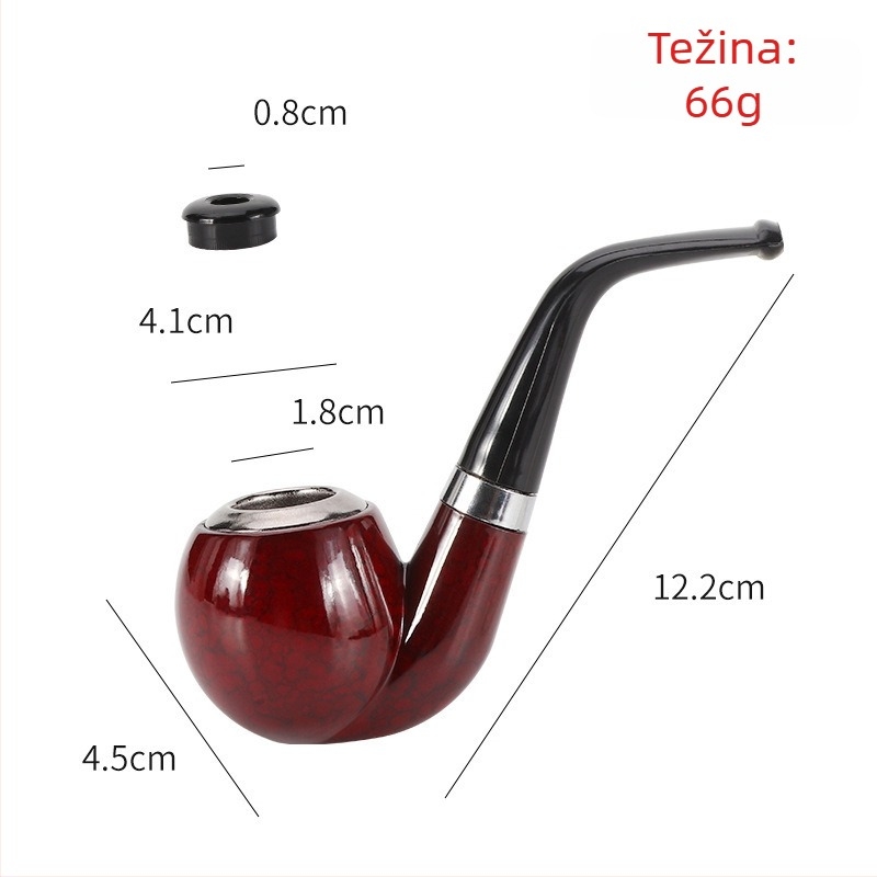 FOGSON Pipa od smole, Prijenosna, Dvostruka Namjena, Klasičan Zakrivljen Dizajn, Odvojiva i Periva