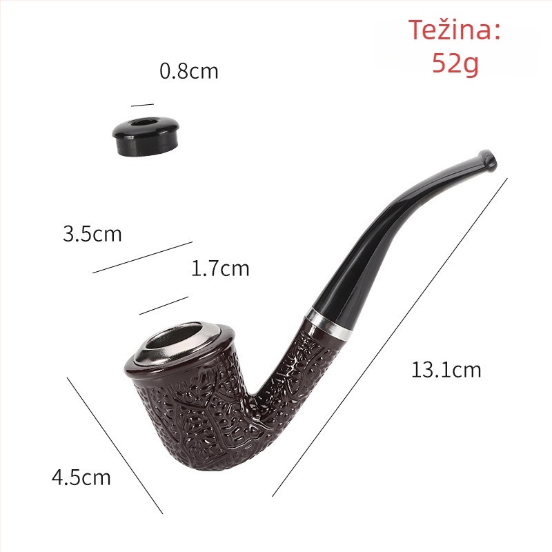 FOGSON Pipa od smole, Prijenosna, Dvostruka Namjena, Klasičan Zakrivljen Dizajn, Odvojiva i Periva