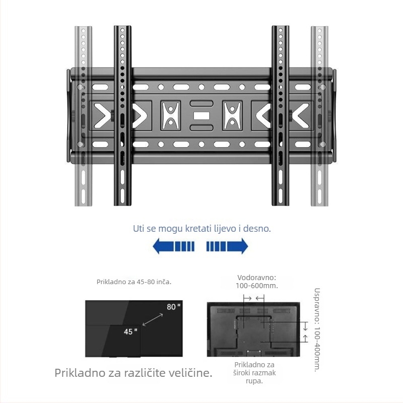 Univerzalni zidni nosač za televizor, jednostavan zidni držač, materijal: Drugo