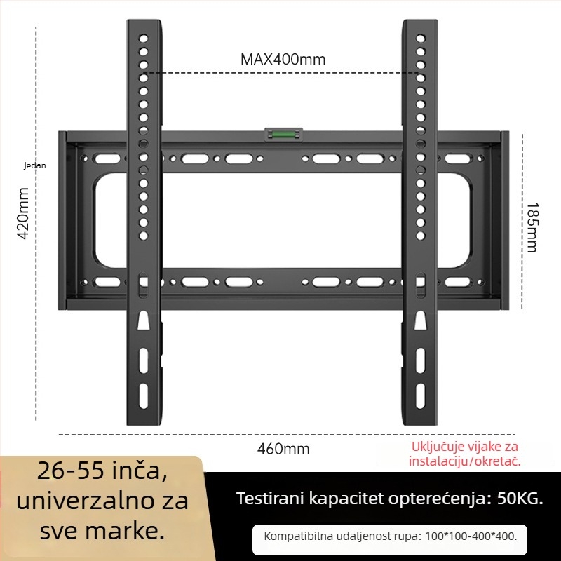 Univerzalni zidni nosač za televizor, jednostavan zidni držač, materijal: Drugo