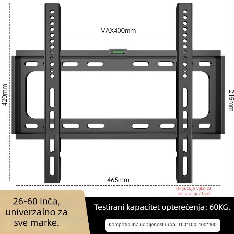 Univerzalni zidni nosač za televizor, jednostavan zidni držač, materijal: Drugo