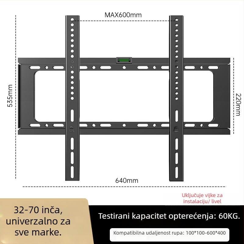 Univerzalni zidni nosač za televizor, jednostavan zidni držač, materijal: Drugo