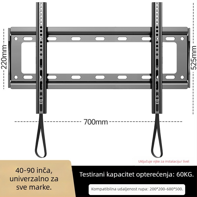 Univerzalni zidni nosač za televizor, jednostavan zidni držač, materijal: Drugo