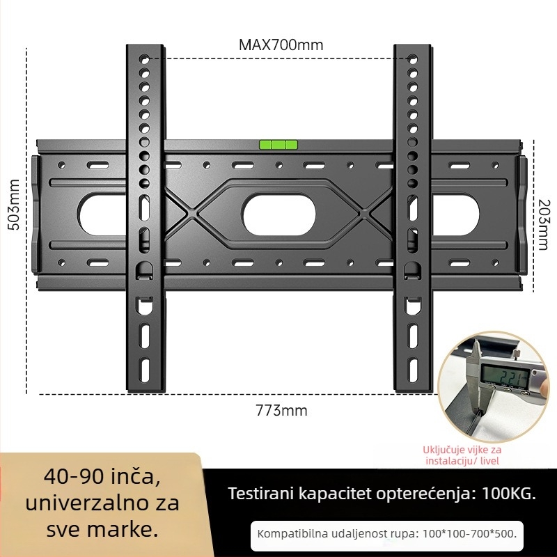 Univerzalni zidni nosač za televizor, jednostavan zidni držač, materijal: Drugo