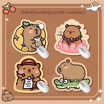 Mala podloga za miš s dizajnom kapibare, karikatura, prirodna guma, antislip površina, ispis toplinskim prijenosom, prilagodljiva slikama