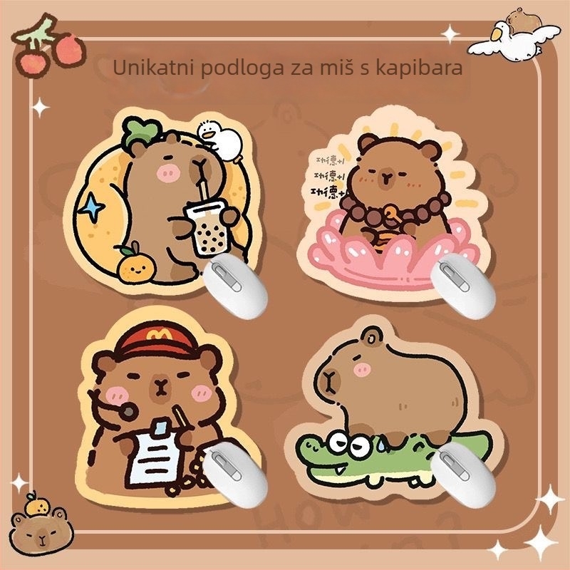 Mala podloga za miš s dizajnom kapibare, karikatura, prirodna guma, antislip površina, ispis toplinskim prijenosom, prilagodljiva slikama