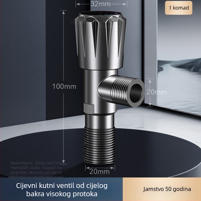 Uglavni ventil od bakarne zlitine, troputni spoj, ugradnja u zidu, model 8670, radni tlak 0,1–0,9 MPa