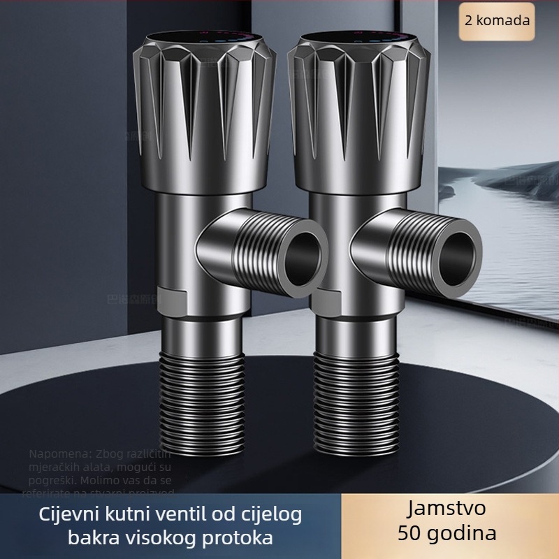 Uglavni ventil od bakarne zlitine, troputni spoj, ugradnja u zidu, model 8670, radni tlak 0,1–0,9 MPa