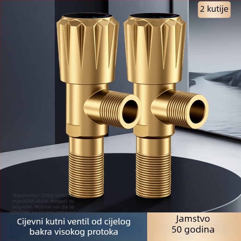 Uglavni ventil od bakarne zlitine, troputni spoj, ugradnja u zidu, model 8670, radni tlak 0,1–0,9 MPa
