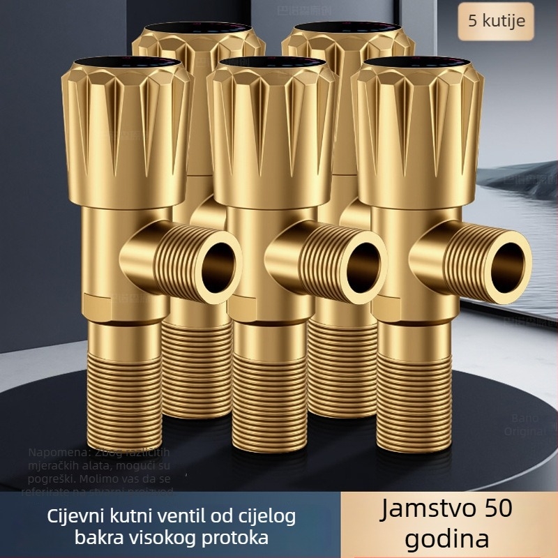 Uglavni ventil od bakarne zlitine, troputni spoj, ugradnja u zidu, model 8670, radni tlak 0,1–0,9 MPa