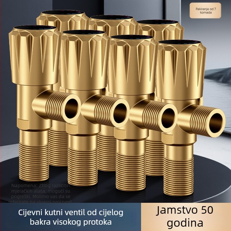 Uglavni ventil od bakarne zlitine, troputni spoj, ugradnja u zidu, model 8670, radni tlak 0,1–0,9 MPa