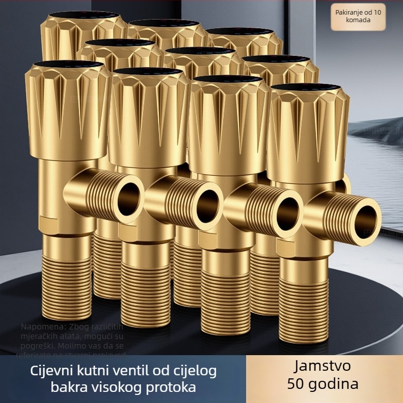 Uglavni ventil od bakarne zlitine, troputni spoj, ugradnja u zidu, model 8670, radni tlak 0,1–0,9 MPa