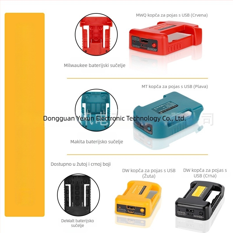 USB kopča za pojas za 18V litije baterije (18V • 3A • CE)