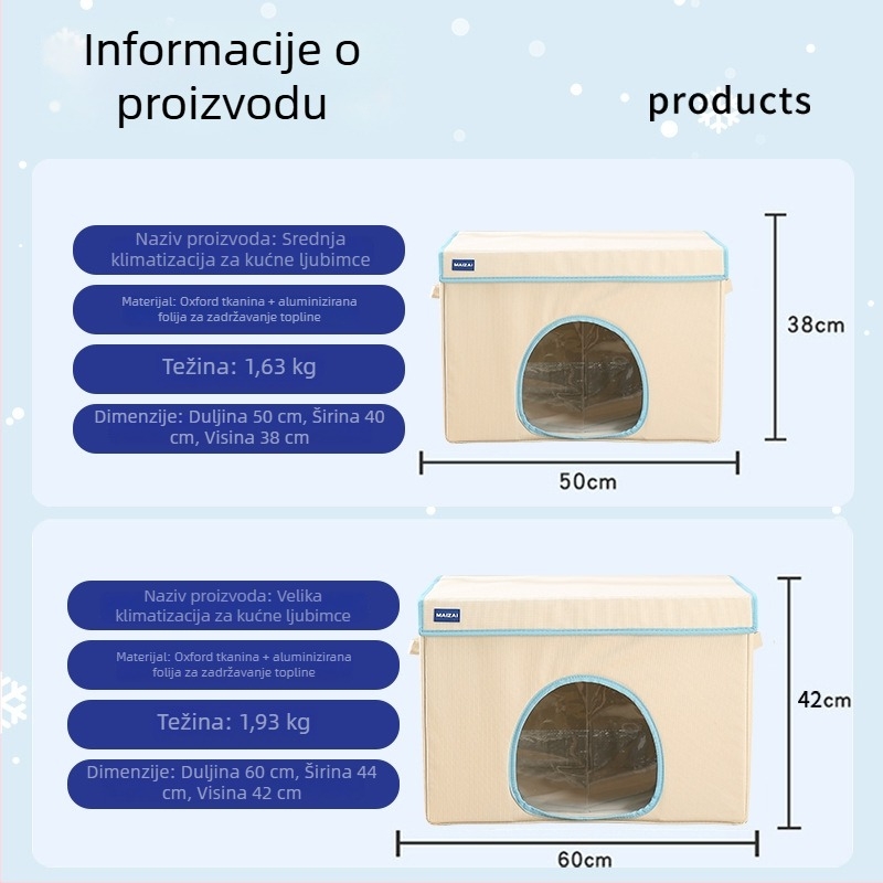MAIZAI Hlađenje mačje gnijezdo – od platna, otvara se i periva, za cijelu godinu