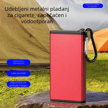 Prijenosna metalna kutija za cigarete s pepelnikom, privjeskom, višekratna upotreba, vodootporna i otporna na pritisak