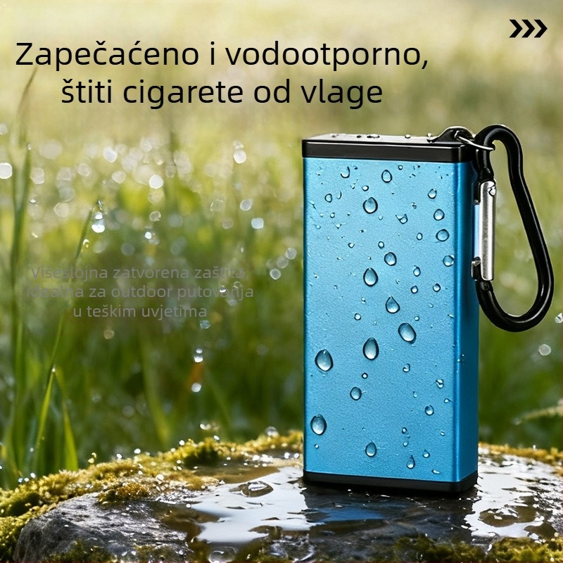 Prijenosna metalna kutija za cigarete s pepelnikom, privjeskom, višekratna upotreba, vodootporna i otporna na pritisak