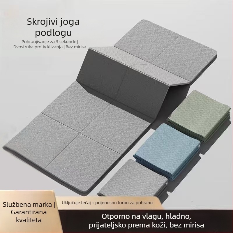 Sklopiva joga podloga za unutarnju upotrebu, prijenosna i antislip s mrežastim uzorkom, materijal TPE, debljina 6 mm, težina 600 g