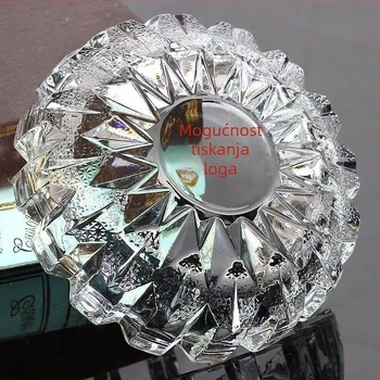 Pepeljara europskog stila od kristalnog stakla, minimalistički dizajn, otisnuti logo, pogodno kao poklon