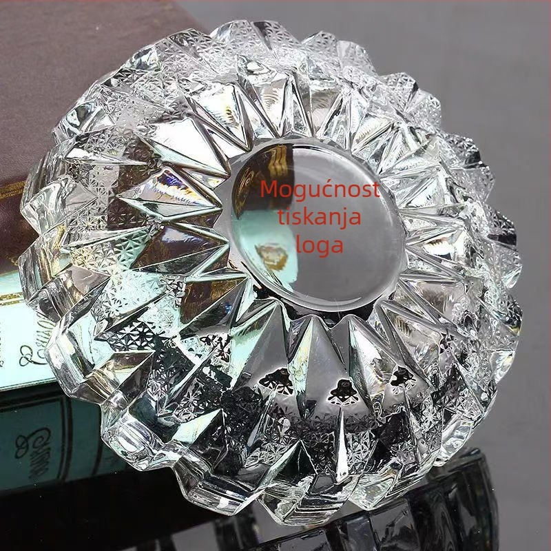 Pepeljara europskog stila od kristalnog stakla, minimalistički dizajn, otisnuti logo, pogodno kao poklon