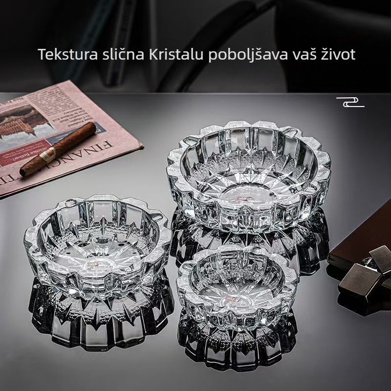Pepeljara europskog stila od kristalnog stakla, minimalistički dizajn, otisnuti logo, pogodno kao poklon