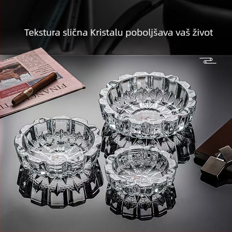 Pepeljara europskog stila od kristalnog stakla, minimalistički dizajn, otisnuti logo, pogodno kao poklon