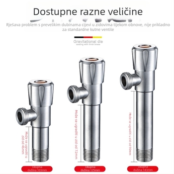 Trostruki kutni ventil od 304 nehrđajućeg čelika, zidna ugradnja, ulaz 1, izlaz 2, model HP-812