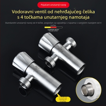 Trostruki kutni ventil od 304 nehrđajućeg čelika, zidna ugradnja, ulaz 1, izlaz 2, model HP-812